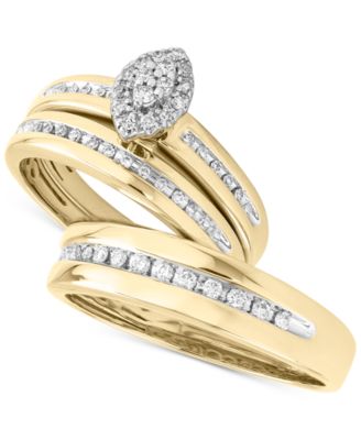 Macy's His & Her Channel-Set Diamond Wedding Set Collection in 14k Gold - Macy's